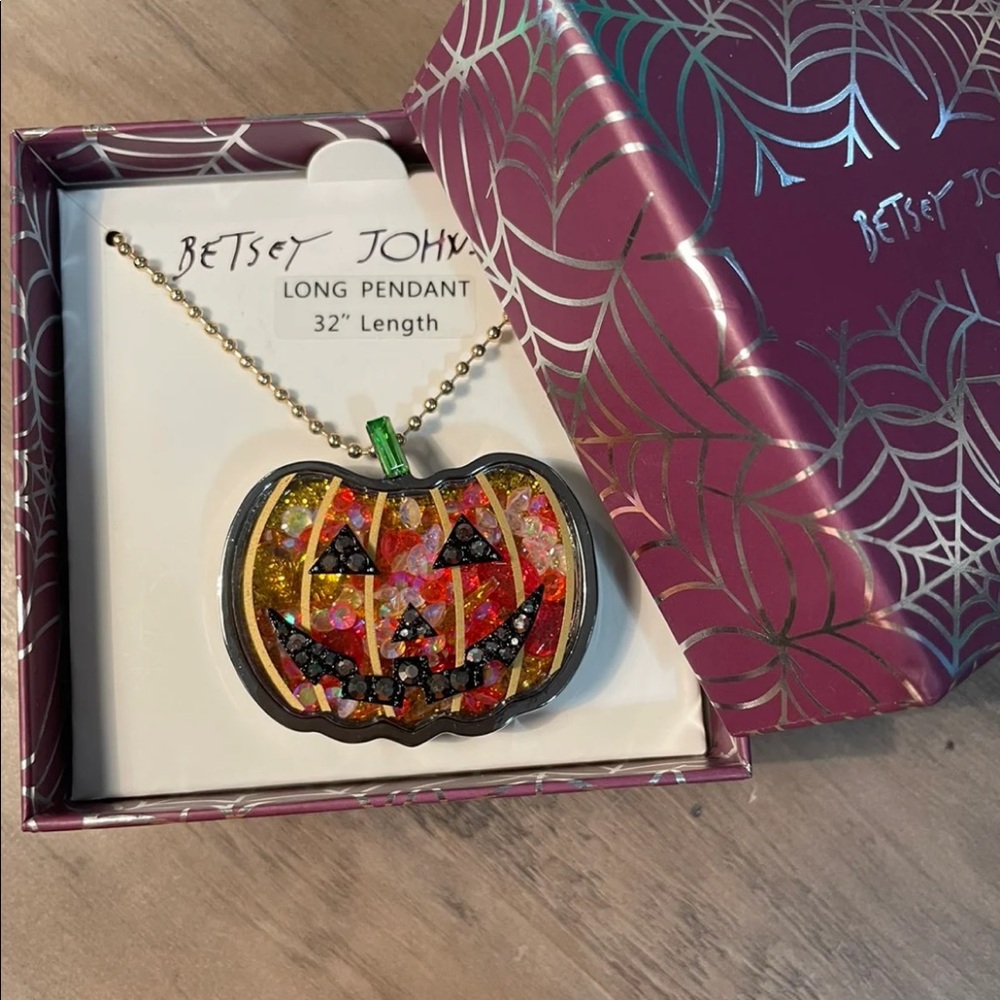 Betsey Johnson Pumpkin Jeweled Necklace NEW
